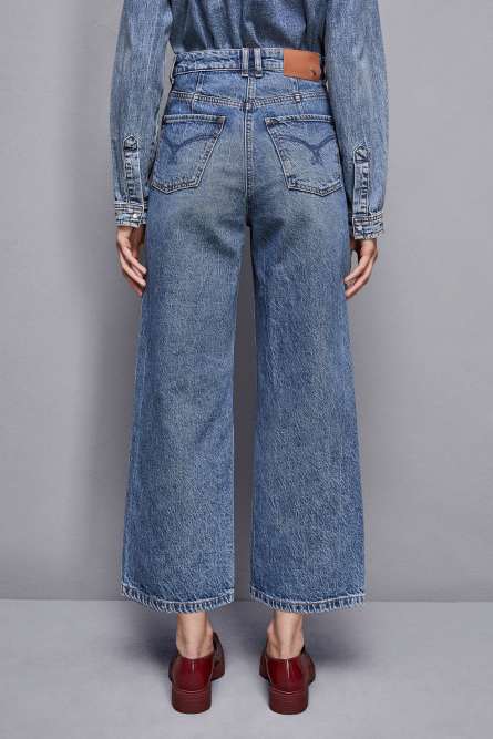 Essential denim palazzo pants, Blue, Patrizia Pepe