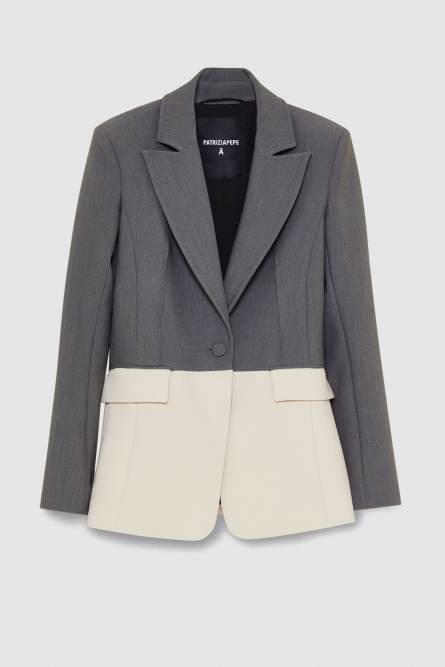 Damen-Blazer Color Block, Grau, Beige, Patrizia Pepe