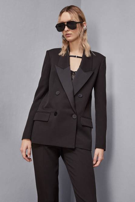 Double-breasted smoking jacket, Black, Patrizia Pepe