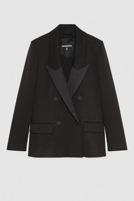 Double-breasted smoking jacket, Black, Patrizia Pepe