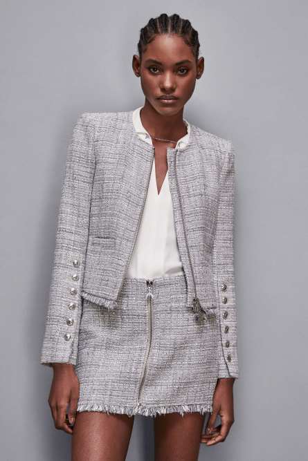 Jacket with zipper and buttons detail, Grey, Patrizia Pepe