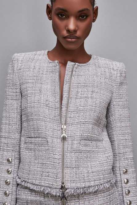 Jacket with zipper and buttons detail, Grey, Patrizia Pepe
