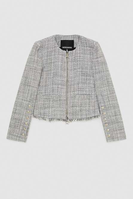 Jacket with zipper and buttons detail, Grey, Patrizia Pepe