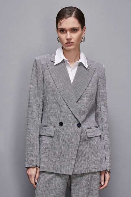 Essential double-breasted jacket, Grey, Patrizia Pepe