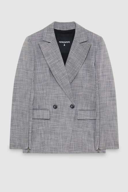 Essential double-breasted jacket, Grey, Patrizia Pepe