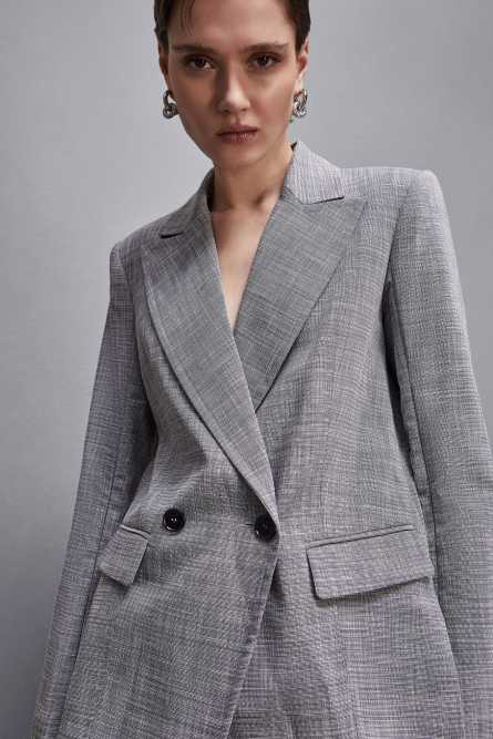 Essential double-breasted jacket, Grey, Patrizia Pepe