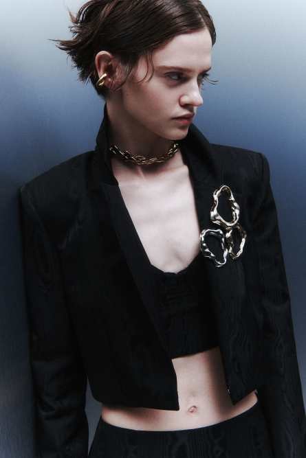 Cropped jacket, Black, Patrizia Pepe