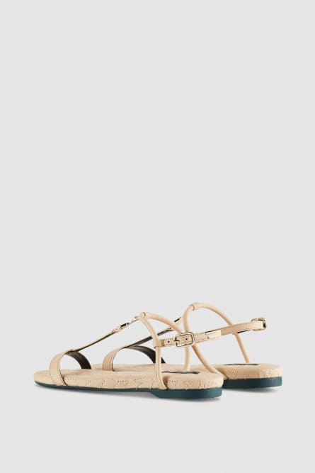 Flat leather sandals, Beige, Patrizia Pepe
