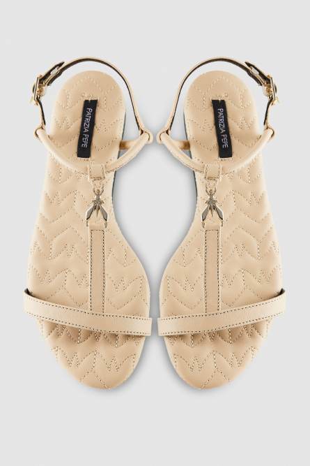Flat leather sandals, Beige, Patrizia Pepe
