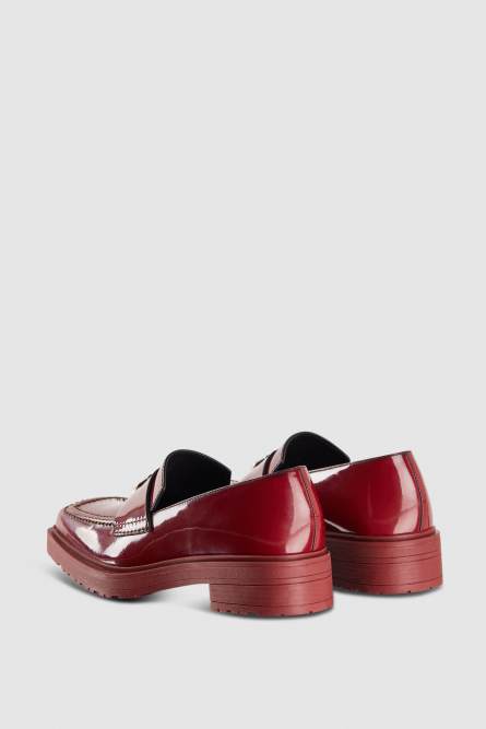Leather square toe moccasins, Red, Patrizia Pepe