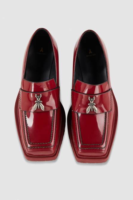 Leather square toe moccasins, Red, Patrizia Pepe