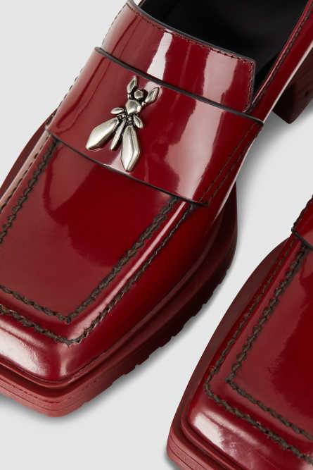 Leather square toe moccasins, Red, Patrizia Pepe