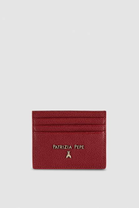 Leather card holder, Red, Patrizia Pepe