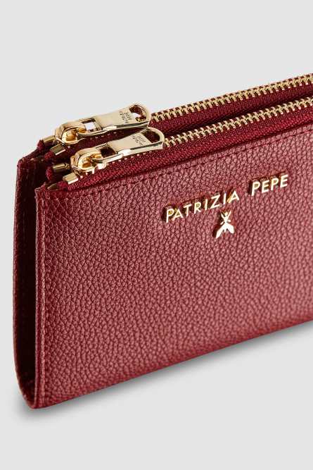 Leather wallet with zipper, Red, Patrizia Pepe