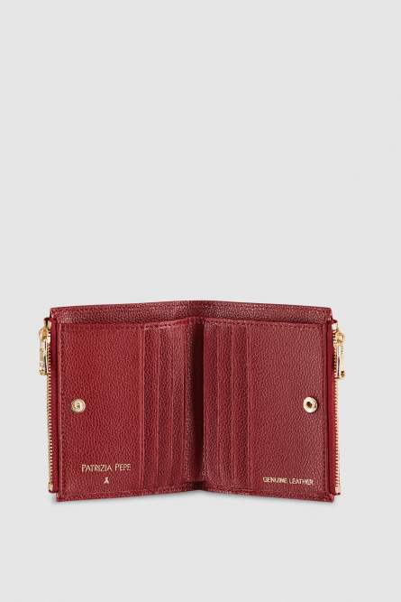 Leather wallet with zipper, Red, Patrizia Pepe