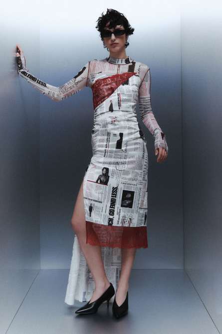 Dress with asymmetrical lace, Multicolor, Patrizia Pepe