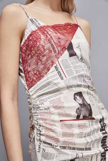 Dress with asymmetrical lace, Multicolor, Patrizia Pepe