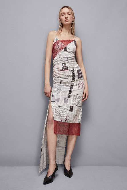 Dress with asymmetrical lace, Multicolor, Patrizia Pepe