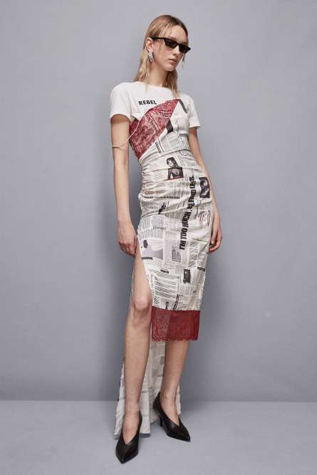 Dress with asymmetrical lace, Multicolor, Patrizia Pepe
