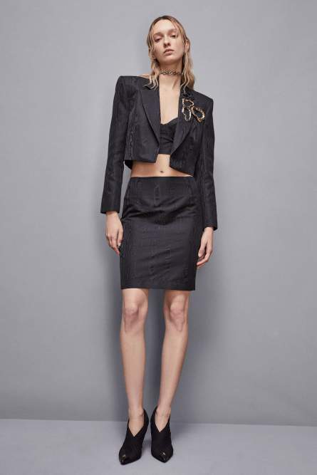 Midi skirt with slit, Black, Patrizia Pepe