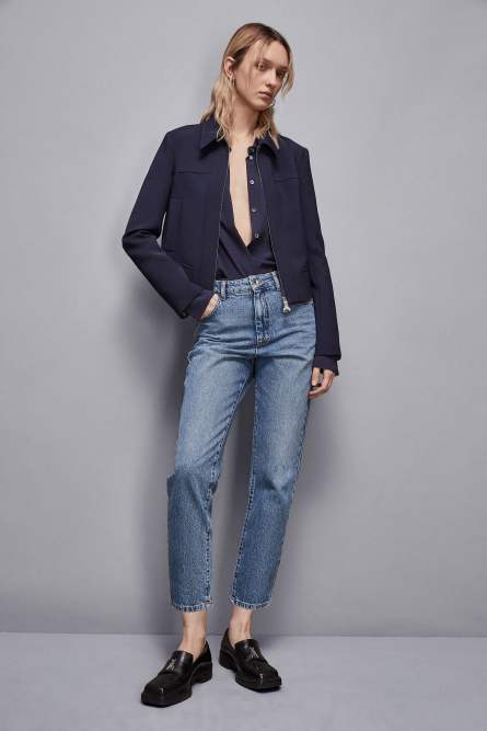 Veste courte zippée « Essential », Bleu, Patrizia Pepe