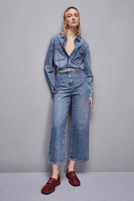 Essential denim palazzo pants, Blue, Patrizia Pepe