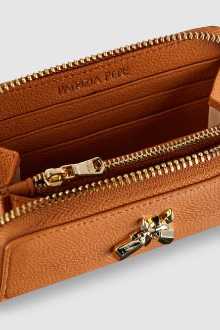 Medium leather wallet with zipper, Leather, Patrizia Pepe