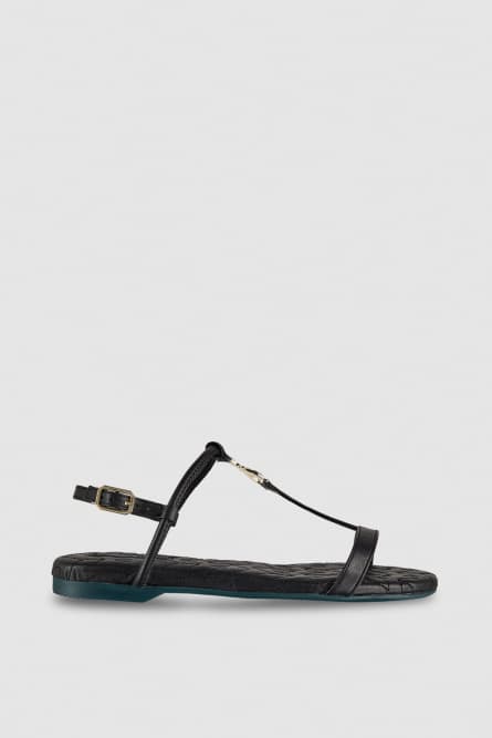 Flat leather sandals, Black, Patrizia Pepe