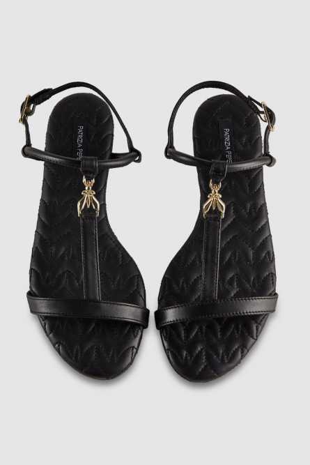 Flat leather sandals, Black, Patrizia Pepe