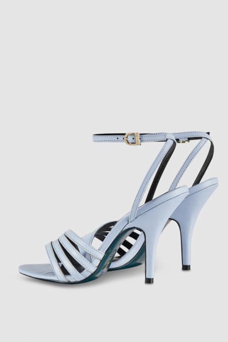 Heeled leather sandals, Light Blue, Patrizia Pepe