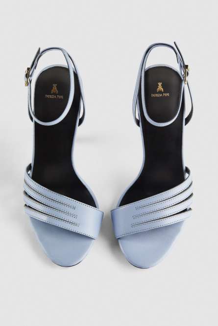 Heeled leather sandals, Light Blue, Patrizia Pepe
