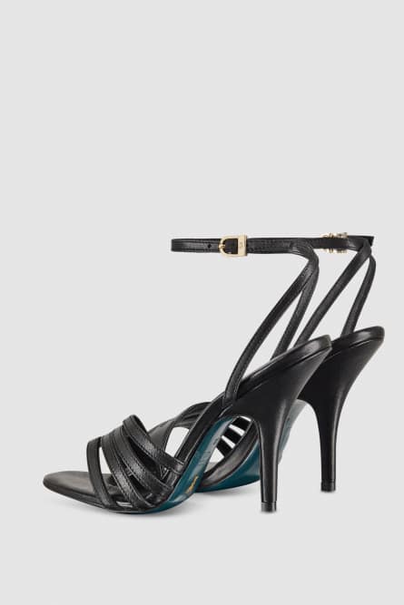 Ledersandalen mit Absatz, Schwarz, Patrizia Pepe