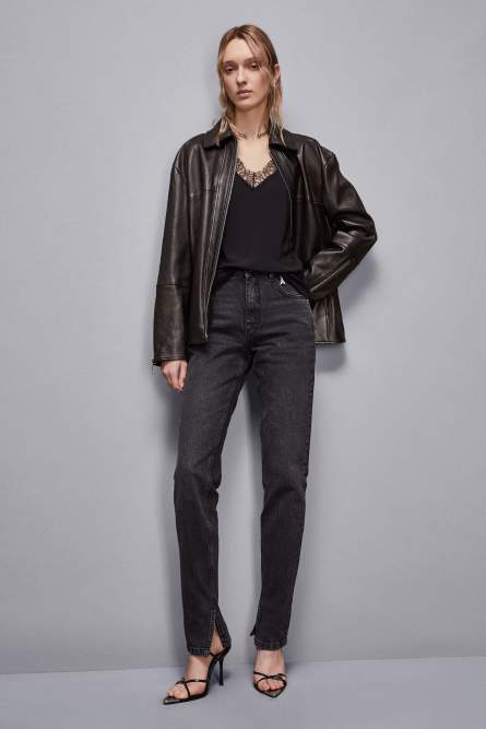 Essential top with straps and lace, Black, Patrizia Pepe