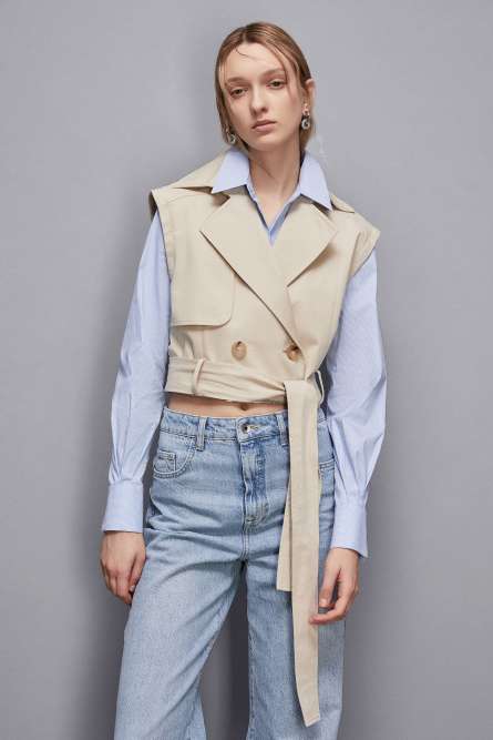 Detachable Trench Coat, Beige, Patrizia Pepe