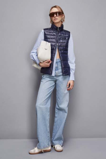 Essential sleeveless down jacket, Blue, Patrizia Pepe