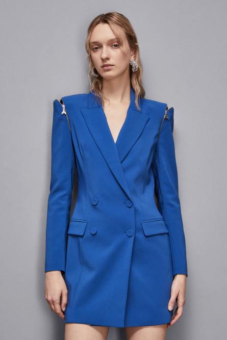 Zippered jacket dress, Blue, Patrizia Pepe