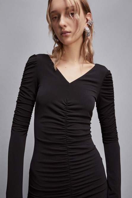 Mini robe avec drapé, Noir, Patrizia Pepe