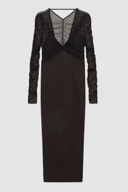 Mixed fabric elegant dress, Black, Patrizia Pepe