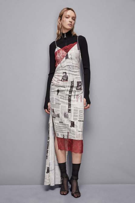 Dress with asymmetrical lace, Multicolor, Patrizia Pepe