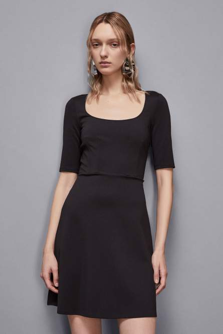 Mini dress with square neckline, Black, Patrizia Pepe