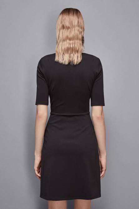 Mini dress with square neckline, Black, Patrizia Pepe