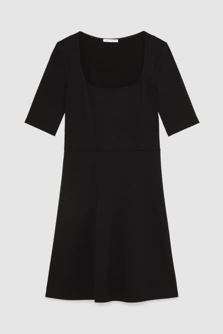 Mini dress with square neckline, Black, Patrizia Pepe