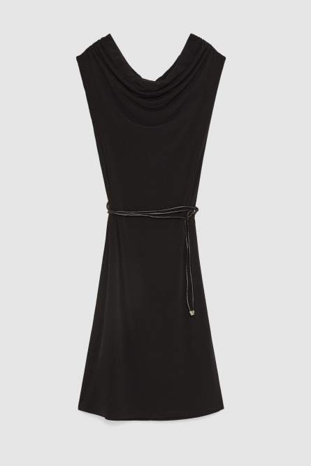 Boat neck dress with belt, Black, Patrizia Pepe