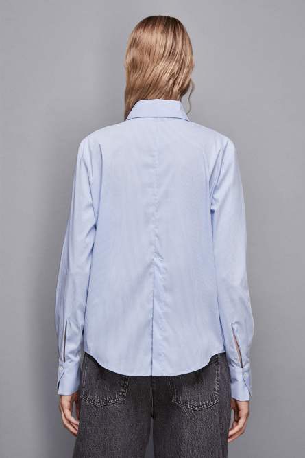 Striped Shirt with back slit, Blue, Patrizia Pepe
