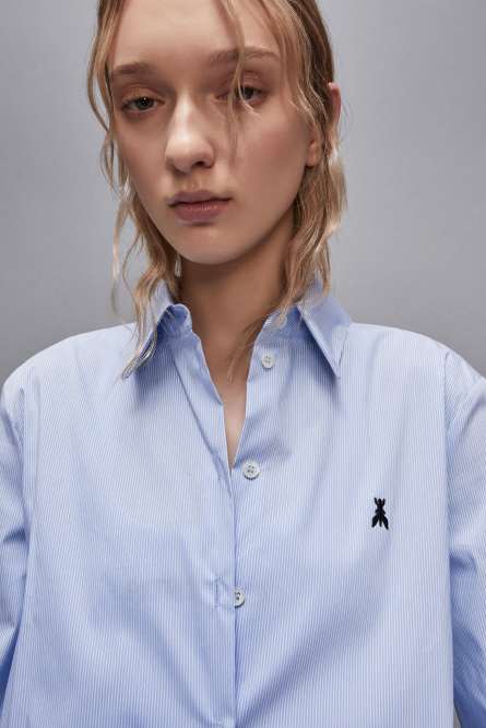 Striped Shirt with back slit, Blue, Patrizia Pepe
