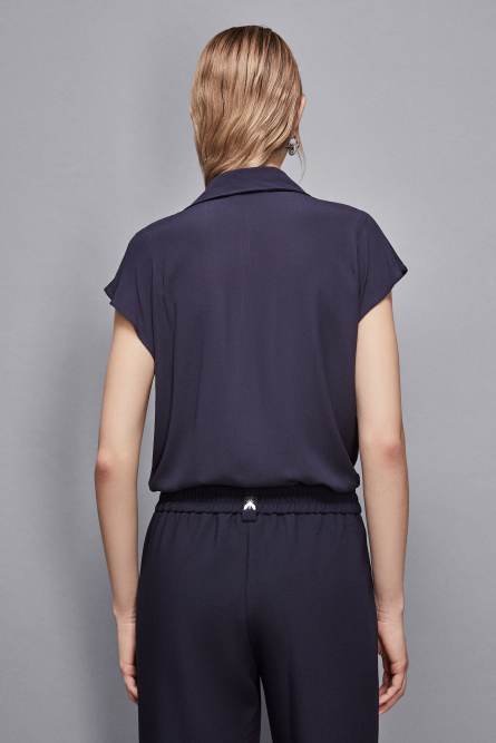 Essential sleeveless tunic with cufflinks, Blue, Patrizia Pepe