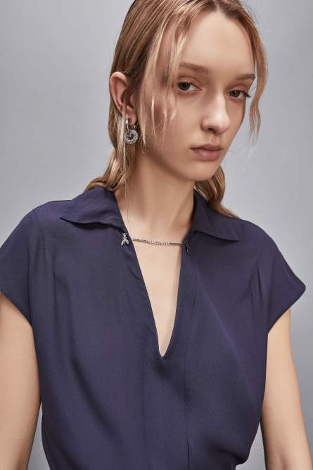 Essential sleeveless tunic with cufflinks, Blue, Patrizia Pepe