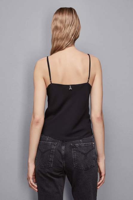 Essential top with straps and lace, Black, Patrizia Pepe