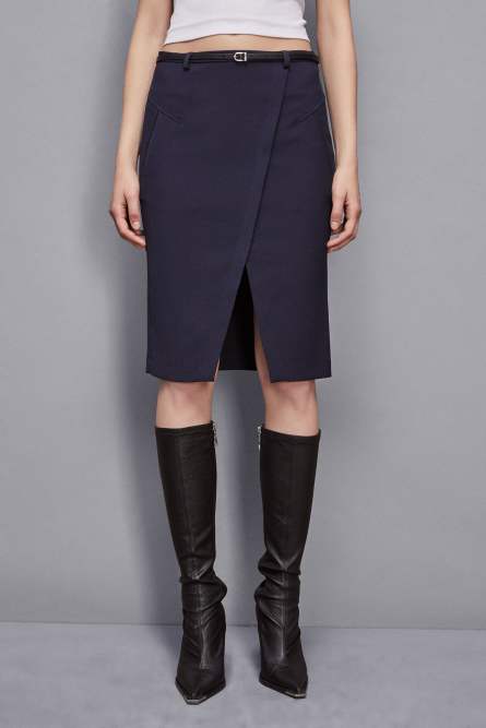 Jupe longuette « Essential » avec ceinture, Bleu, Patrizia Pepe