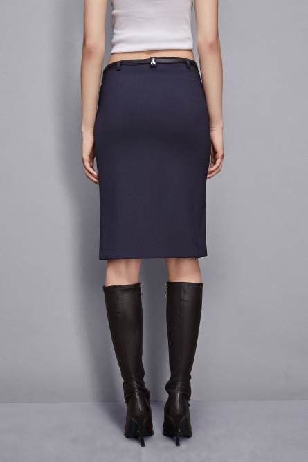 Jupe longuette « Essential » avec ceinture, Bleu, Patrizia Pepe
